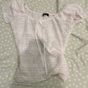 y2k coquette eyelet lace ribbon top